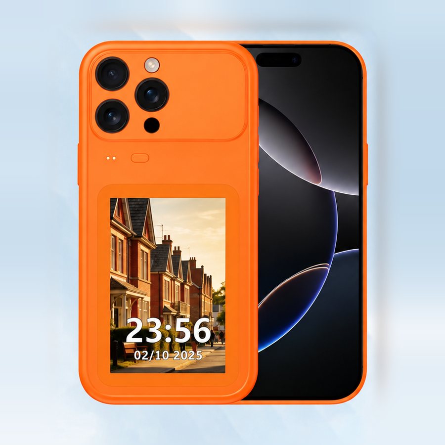 Coque iPhone 16 Pro à écran couleur, orange
