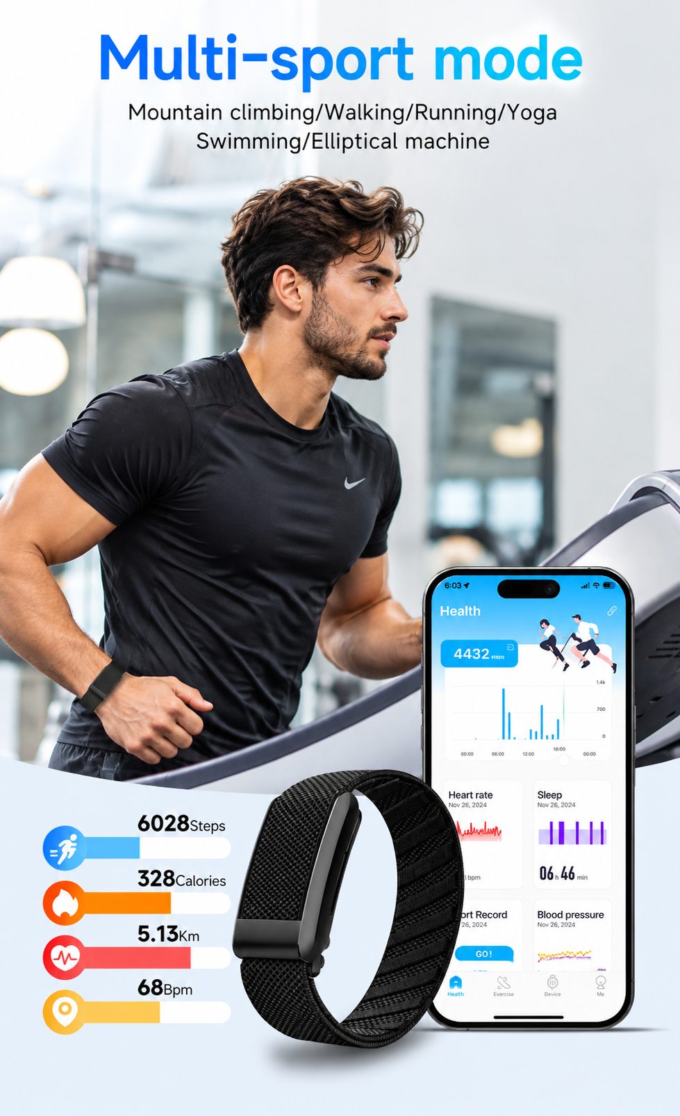 Mode multisport : pas, calories et distance